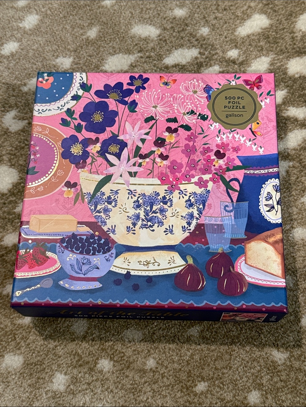 Galison 500-Piece Pink Floral Foil Puzzle